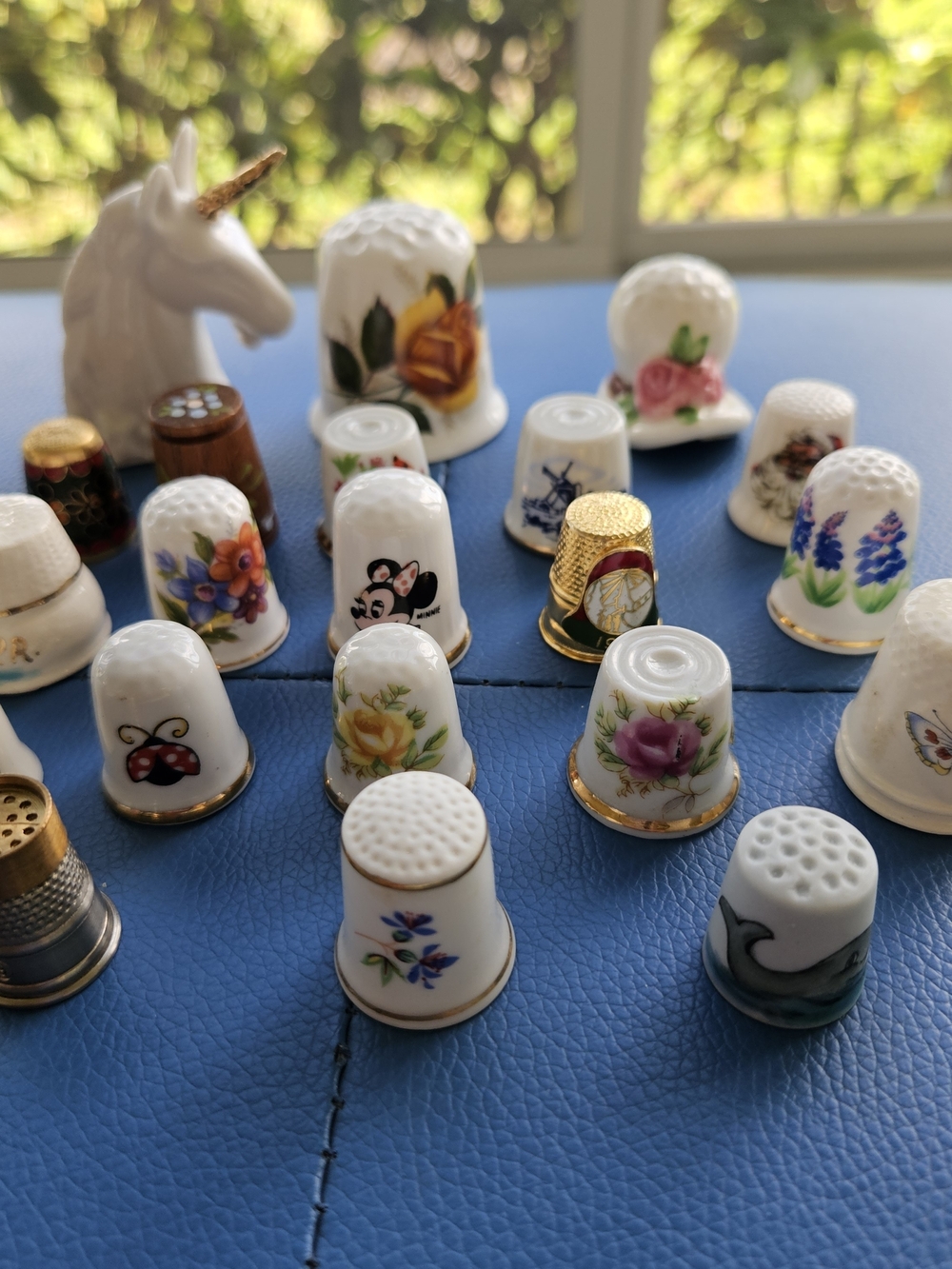 Porcelain Floral & Novelty Thimble Collection - Multicolor